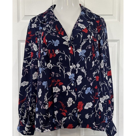 Nanette Lepore Chiffon Floral Print Pleated Top Career Wear  Blouse Women's XL - Picture 1 of 11
